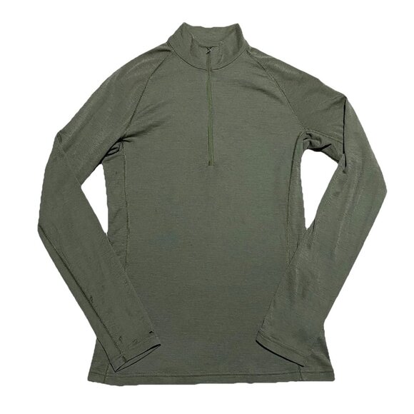 Icebreaker Merino Sweater Mens M Green 200 1/4 Zip Pullover Base Layer Flaws - Picture 1 of 5